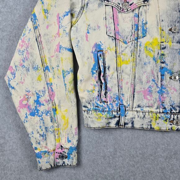 MSGM Jean Multicolor G-Jacket Size 42 US M/8 White Paint Splatter Made in Italy - Picture 9 of 16